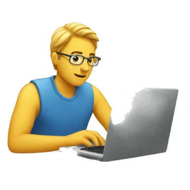 man editing on a laptop sticker