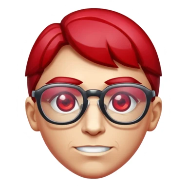 A single red crystal gemstone character wearing glasses,  irregular with faceted very sharp sides,, , high detail, sticker