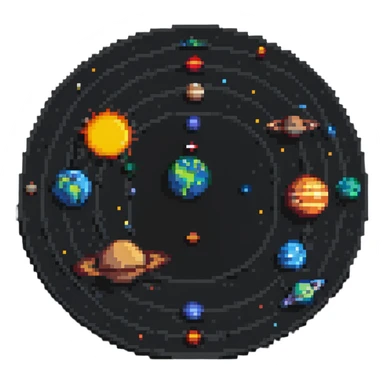 pixel art solar system sticker