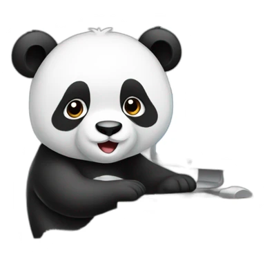 Panda bear working on pc sticker