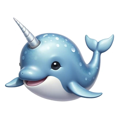 Cinematic Cute Narwhal Portrait Emoji, Head tilted playfully and inquisitively, showcasing a sleek, streamlined body with subtly iridescent, mottled gray skin and a prominently spiraled ivory tusk, complemented by round, sparkling eyes full of gentle wonder, Simplified yet irresistibly adorable features, highly detailed, glowing with a warm, friendly arctic glow, high shine, affectionate and lively, stylized with a touch of whimsical marine charm, soft glowing outline, capturing the essence of a mischievous yet loving narwhal that seems as if it could frolic out of the screen into your heart! sticker