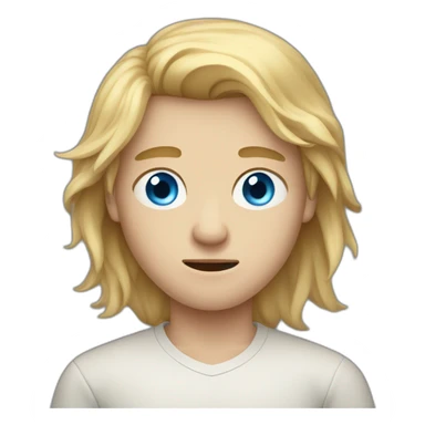 Frowning blue-eyed teen-ager boy with long blond hair sticker