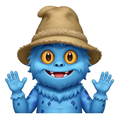 blue monster with hat and shirt sticker