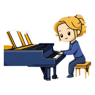 Michelle Monaghan with honey blonde hair playing piano sticker