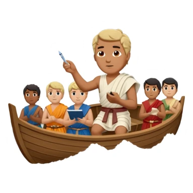 Mans op heuvel aan hetschrijven, terwijl overkant meer varen in midden van storm
In tijd van romein!
EN graag boot in romein tijd, kleine houten boot met 8 personen 
Varen meer, terwijl grote storm en golven sticker