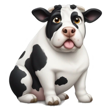 Fat black and white cow looking dog sticker