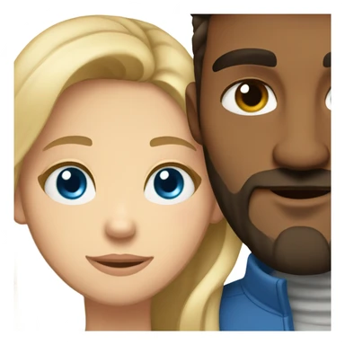 A girl with brown eyes hugs a bearded blue-eyed man with blond hair sticker