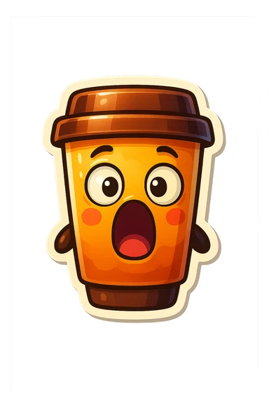 Tall coffee cup, surprised, shocked and confused sticker