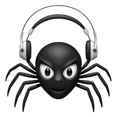 The black spider emoji but with white headphones sticker