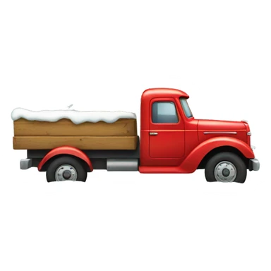 little red truck hauling a christmas tree sticker