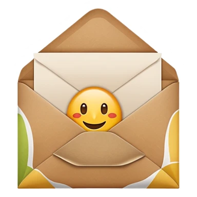 blank greeting card open with brown envelope next to it sticker