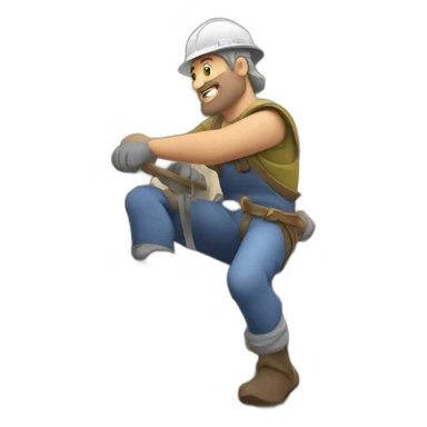 medieval scaffolder at work, on a scaffolding structure sticker