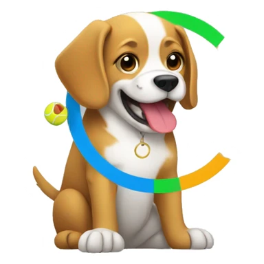 Dog playing with tennis ball as an Olympic event with Olympic rings  sticker