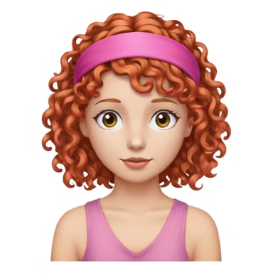 Copper Curly hair with pink headband  sticker