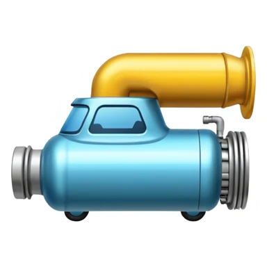 Un turbo per auto stilizzato, di piccole dimensioni come un’emoji, con aspetto metallico lucido, dettagli meccanici come ventole e tubi, e un effetto di energia o velocità attorno, in stile minimal ma realistico, su sfondo trasparente. sticker