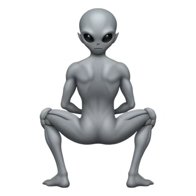 fullbody gray alienon his knee BACKVIEW sticker