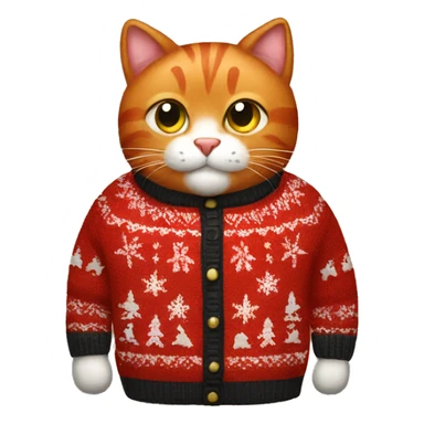 Red cat in Christmas sweater  sticker