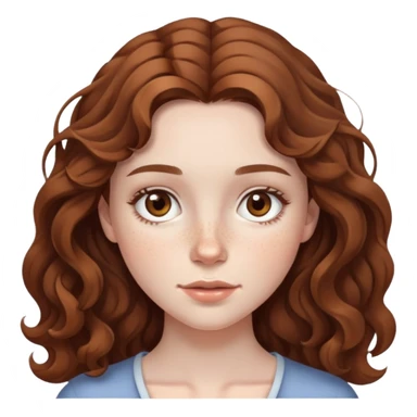 pale brunette girl freckles brown eyes wavy hair  sticker