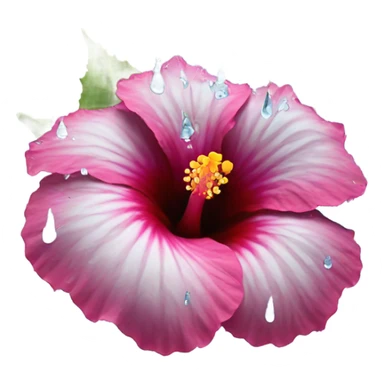 hibiscus with water droplets on it sticker