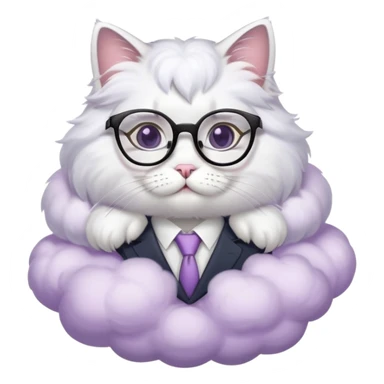 cat secretary sitting on top of the pale purple cloud sticker
