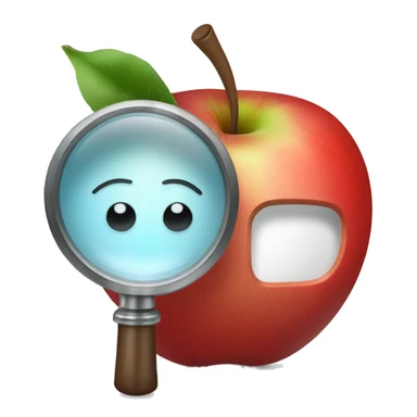 magnifying glass with red apple sticker