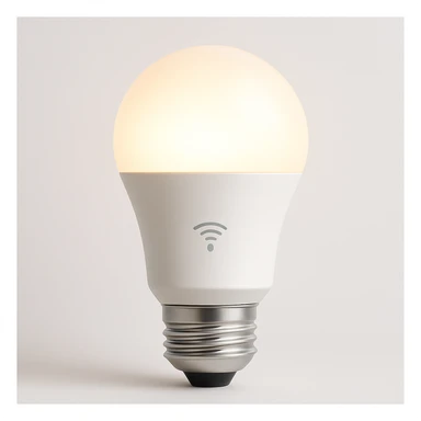 smart lightbulb, modern, minimal, glowing, white background sticker