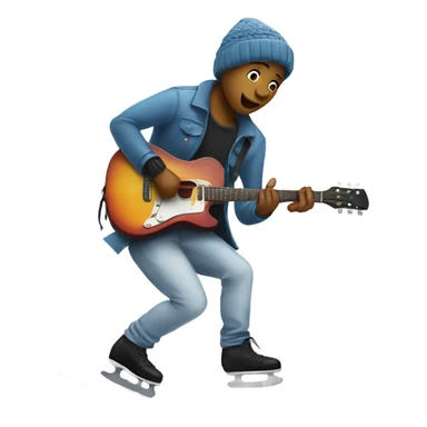Guitarist playing guitar while skating on an ice rink sticker