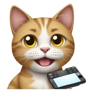 Cat with phone sticker