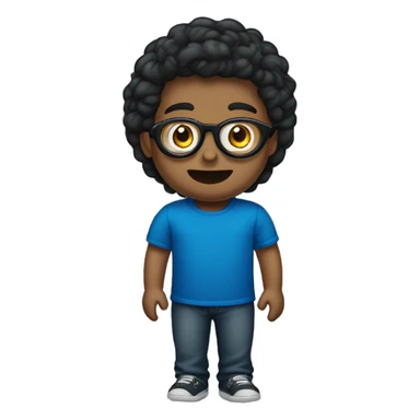 humano de óculos redondo preto, cabelo liso, olhos claros e com camiseta de cor azul marinho escrito TERCEIRO "C" sticker