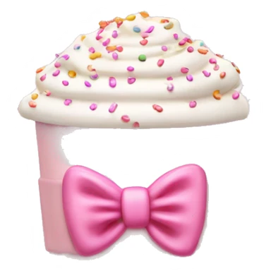 Light pink latte with sprinkles tied with a bow sticker