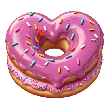 Realistic isolated heart shaped donut with mauve frosting. sticker