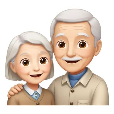 child greeting or helping an elderly person, cheerful and respectful sticker