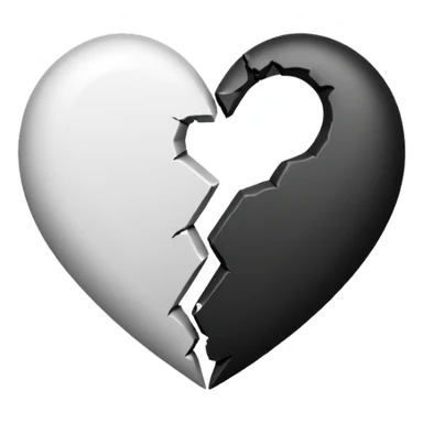 Black half and white half heart sticker