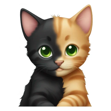 Black kitten with green eyes and ginger kitten hugging eachother cutely sticker