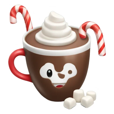  hot chocolate with marshmallows and a candy cane  sticker