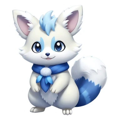Shiny White Pastel Snowy Icy Sparkly Cute Furret-Meowstic-Zangoose-Hybrid (Full body) with snow and snowflakes  sticker