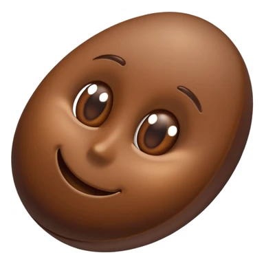 single coffee bean, three-quarter view, central crease visible, deep rich brown color, subtle shading, soft highlights, slightly glossy roasted look, smooth organic texture, clean minimal 3D style, soft shadows, transparent background, emoji scale sticker
