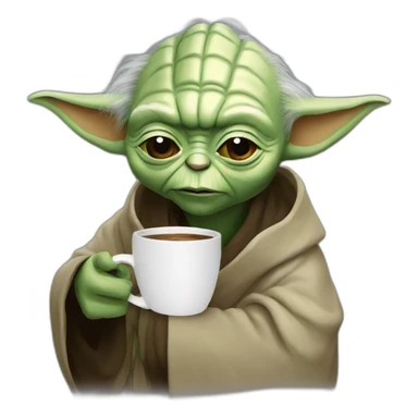 yoda drinking coffee sticker