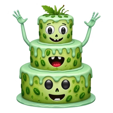 zombie cucumber cake with a dancer, emoji style sticker