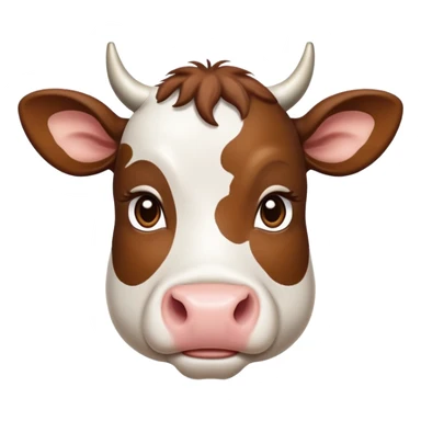 cinematic-noble-brown-and-white-cow calf-portrait-emoji,-poised-and-regal,-with-a-large,-sturdy-build-and-a-beautifully-patterned-hide-of-rich-brown-accented-by-crisp-white-patches,-deep-set-soulful-brown-eyes,-simplified-yet-sharp-and-sophisticated sticker