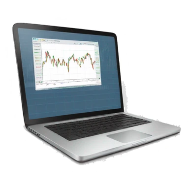 laptop with stock chart on stock market website sticker