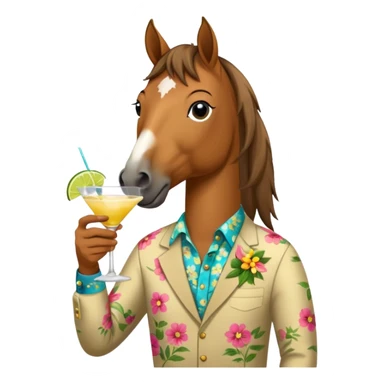  horse with flowered shirt character holding cocktail sticker