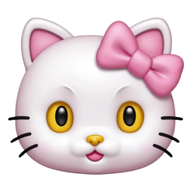 hello kitty, no mouth, yellow nose, black beady eyes, a pink bow on her right ear, it has to look accurate to hello kitty, just her head, no body sticker