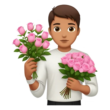 Cool bad boy holding a bouquet of pink jasmine roses sticker