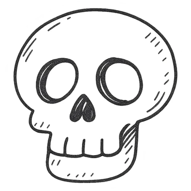 cartoon skull hand drawn outline icon sticker