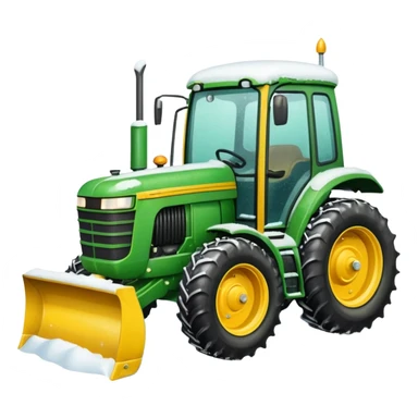 Green tractor with yellow blade pushing snow sticker
