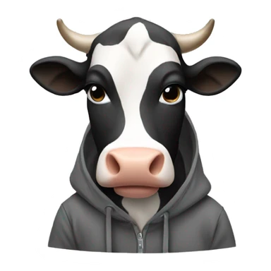 Cow wearing hoodie sticker