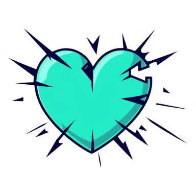 shattered heart with pieces falling sticker