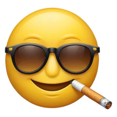 Smiley emoji smoking with cigrette and sunglasses sticker