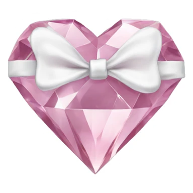 Pastel pink diamond crystal heart with white bow sticker